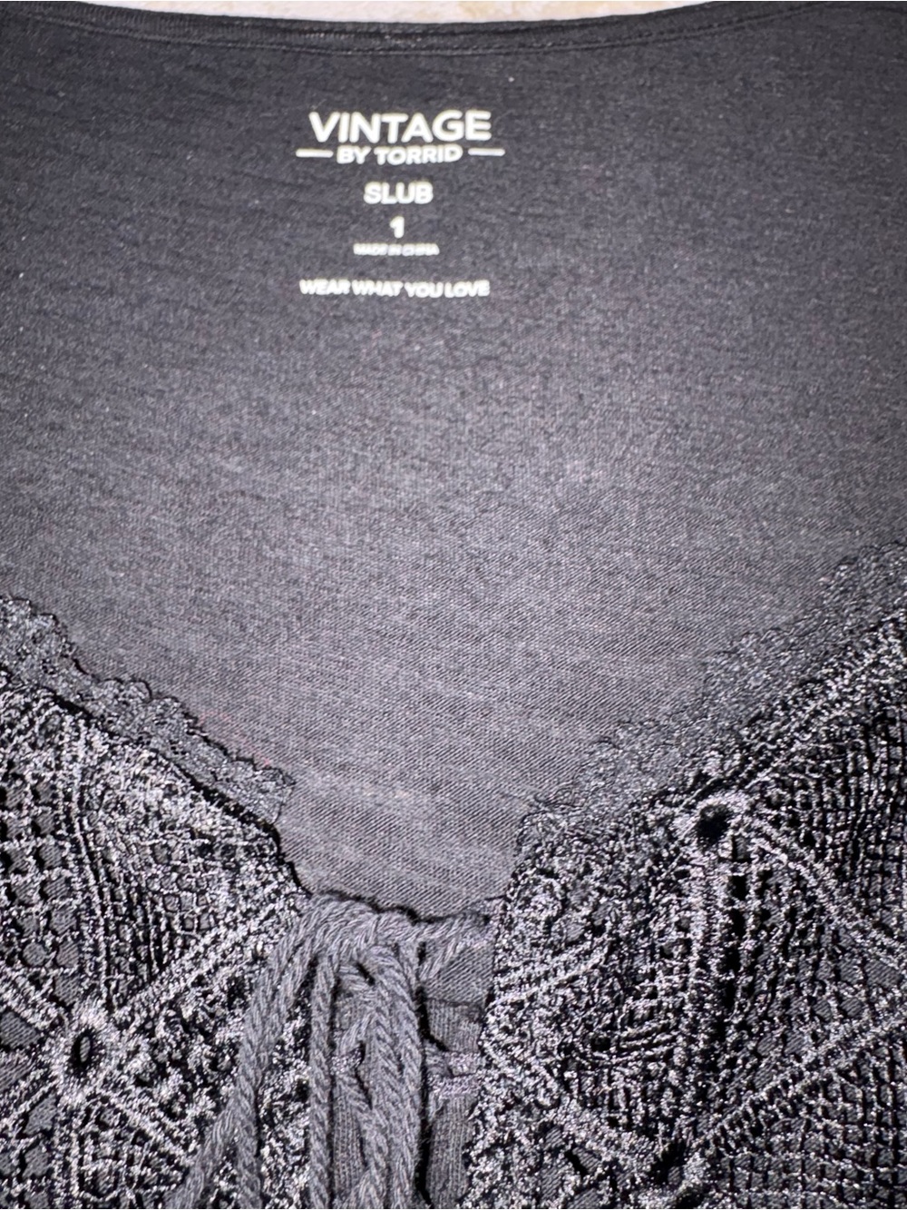 Torrid Black Long Sleeve Peplum Babydoll Boho Top With Lace Details Size 1X - Picture 8 of 12